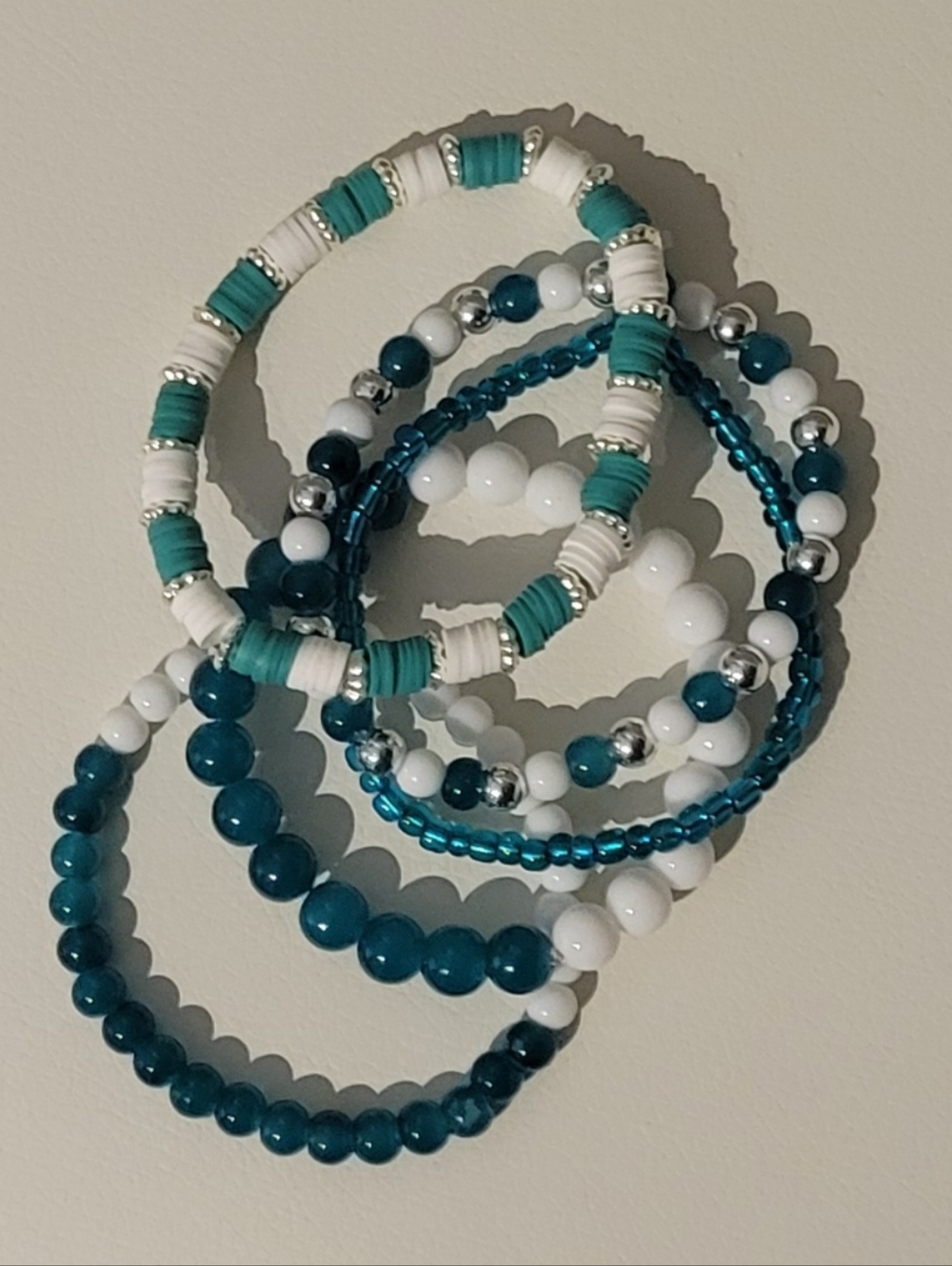 Hand Crafted Stretch Beaded Bracelet Set of 5